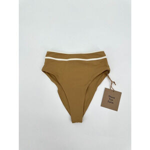 Stone Fox Swim High Rise Cheeky Bikini Swimsuit Bottom Tan Brown Size XS NWT